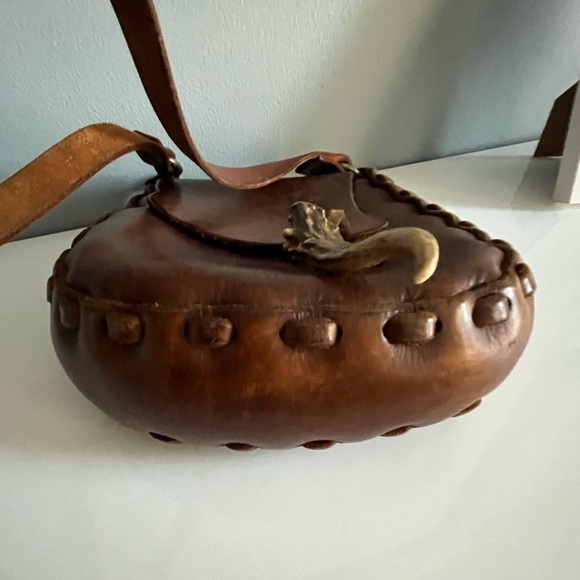 Vintage 1970’s Brown Leather Shoulder Drop Bag - Picture 10 of 16